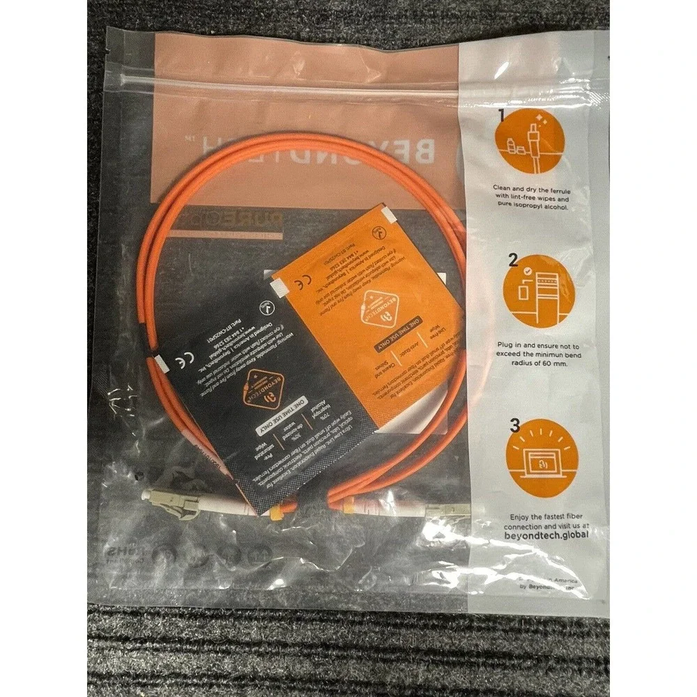 Beyondtech Pureoptics LC/UPC To LC/UPC Fiber Patch Cable OM2 50-125um Duplex